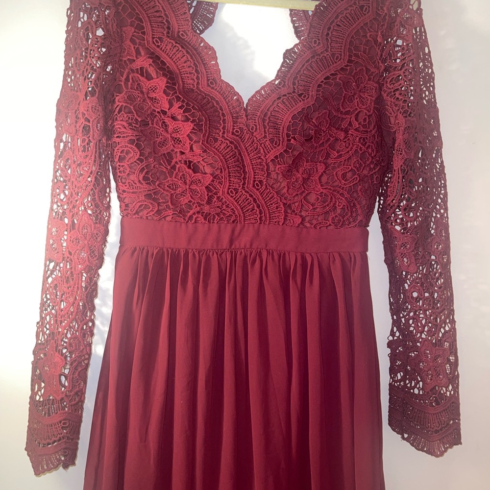 Awaken My Love Burgundy Long Sleeve Lace Maxi Dress
Lulus Medium